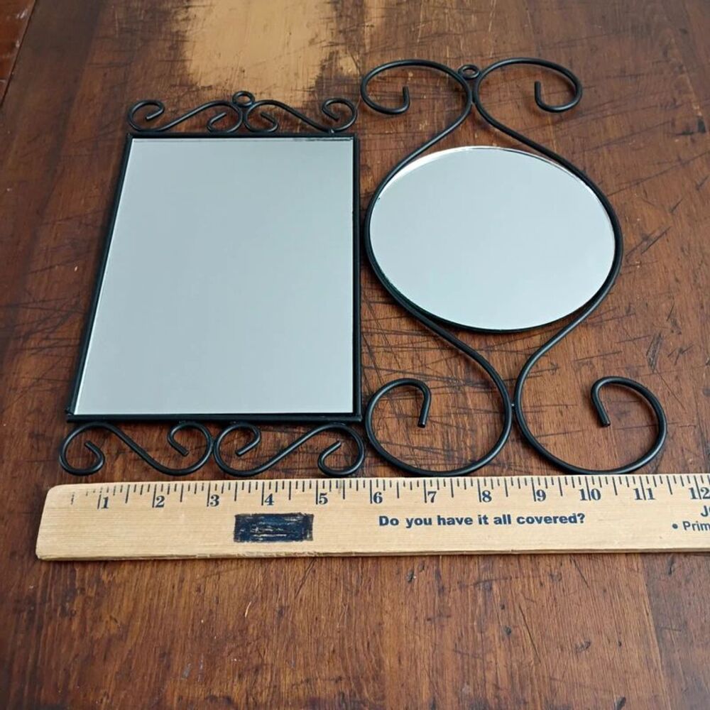 NEW Black Ornate 3 Piece Metal Wall Mirror Set Home Decorations - Picture 5 of 12